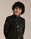 alt message - Manyavar Boys Boys Dark Green Bel Buti Patterned Indo-Western Set image number 0